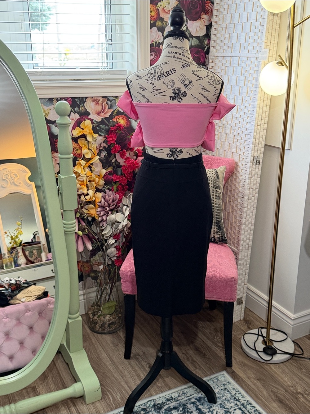 cleo Black High-Waist Pencil Skirt with Slim Waistband - Picture 16 of 16